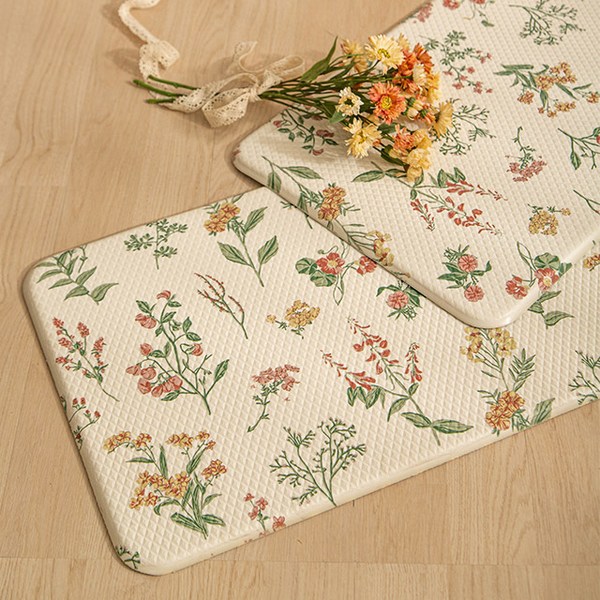 데코뷰 플렌플라워 양면쿠션 주방매트, 혼합색상