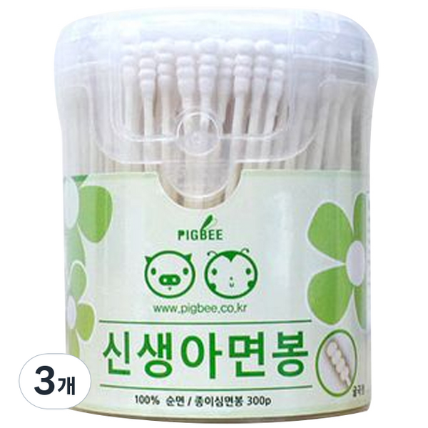 [피그비코리아] 영유아 위생용품 신생아 안전면봉 (300p), 300개, 3개