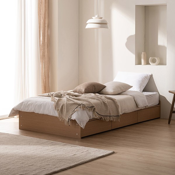 삼익가구 피버 빅서랍 3단 수납 침대 방문설치, 오크