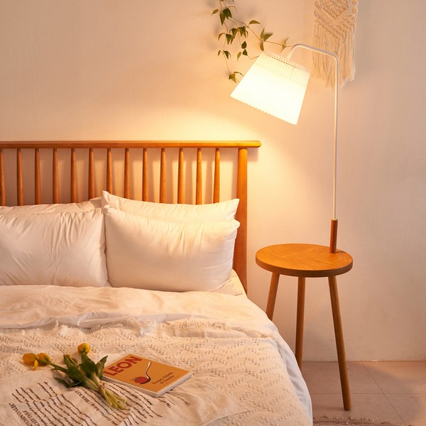 스피아노 에일린 우드 장스탠드 테이블 SS-9000, 화이트 + 우드