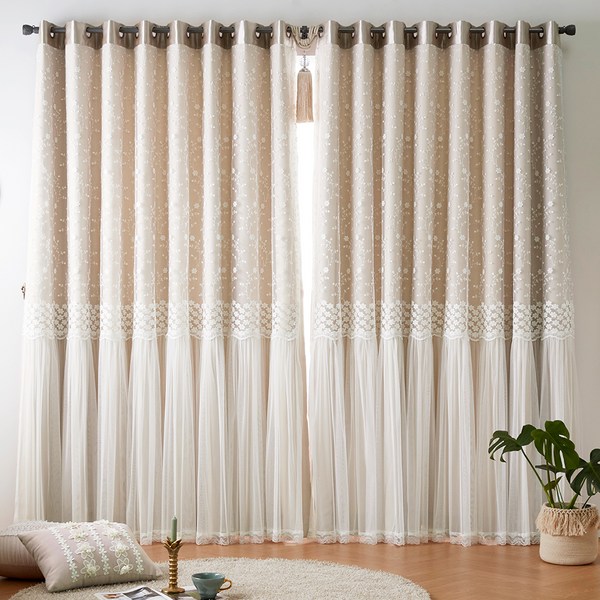  지나송 아리아 웨딩스타일 암막커튼 + 봉 세트 방문설치 