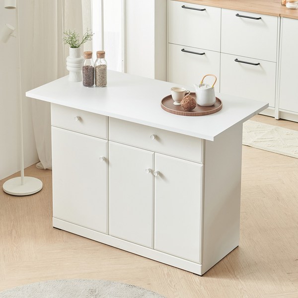  보루네오 헤일로 주방수납장 홈바 아일랜드 식탁 1200 방문설치, 화이트 