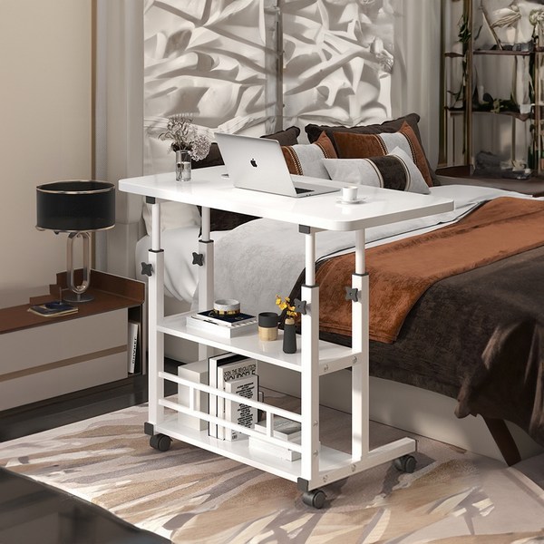  프리미엄 이동식 쇼파 사이드 베드 테이블, 화이트 