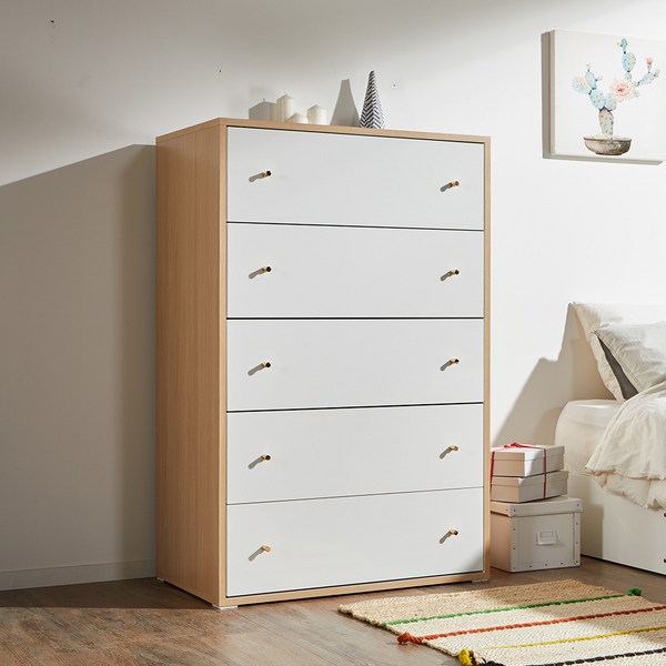  머스트 800 5단 서랍장 방문설치, 아카시아화이트, 5개 