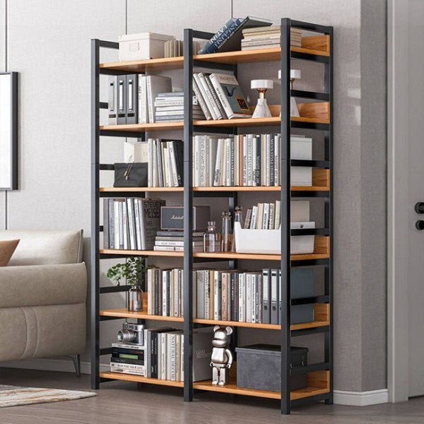  가구느낌 철제 책꽂이 리버책장 6단 1200, 네추럴블랙 