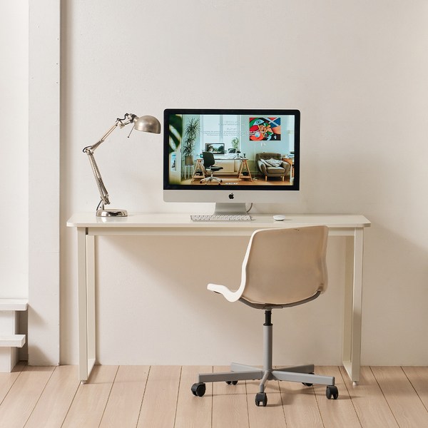 소르니아 라운드 컴퓨터 입식 책상 방문설치, 아이보리