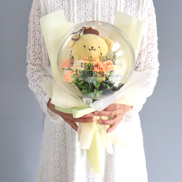  모리앤 산리오 레터링풍선 인형꽃다발, 폼폼푸린 