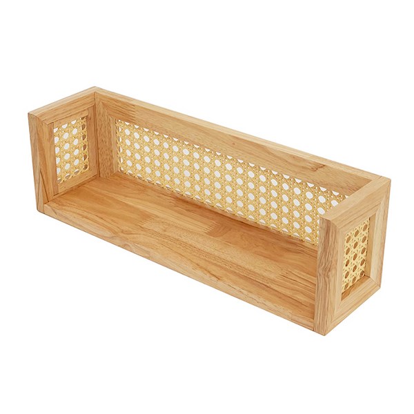 원목 라탄 1단 선반장, 내추럴우드, 1개