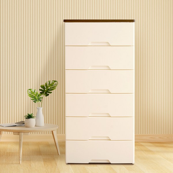  보노하우스 모던플러스 우드 상판형 서랍장 6단, 티크 우드, 6개 