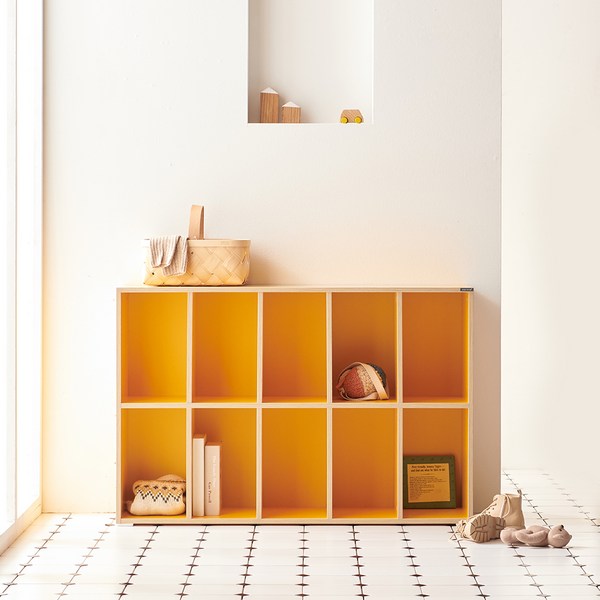  소르니아 아동용 롤리 와이드 책장 방문설치, 옐로우, 2단 