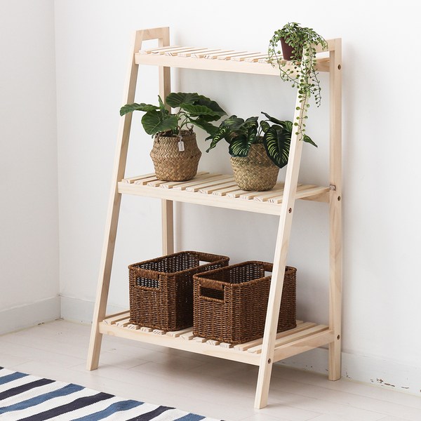  올리빙 원목 사다리 화분 선반, 3단 