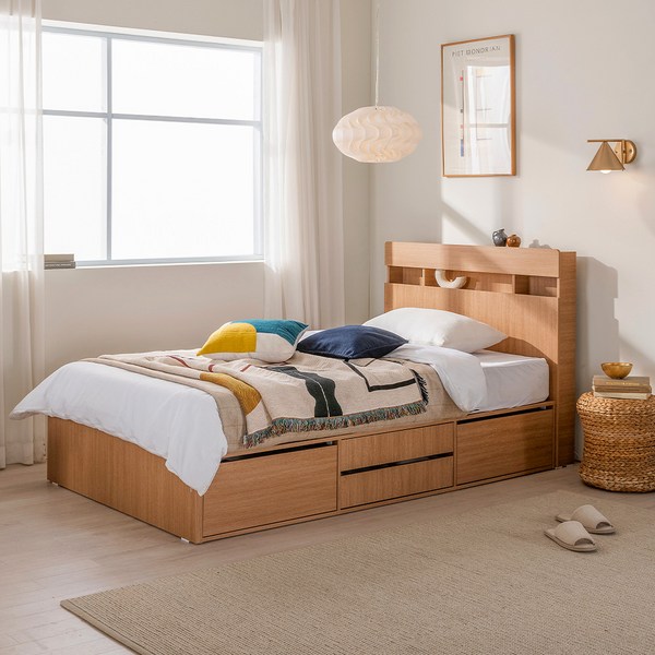 에몬스홈 솔루 LED 4단 수납침대 방문설치, 오크