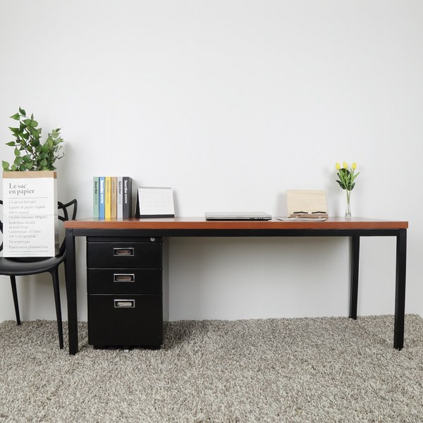 오피스엔홈 솔루션 1800x700 테이블 대량납품가능, 빈티지 블랙