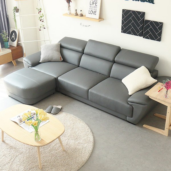  자네트 알마 4인용소파 스툴포함, 그레이 