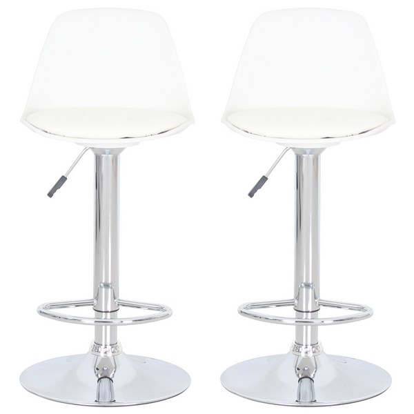 베스트렉 A121 심플 바의자 1+1 아일랜드식탁의자 바텐, 화이트_크롬베이스, 2개