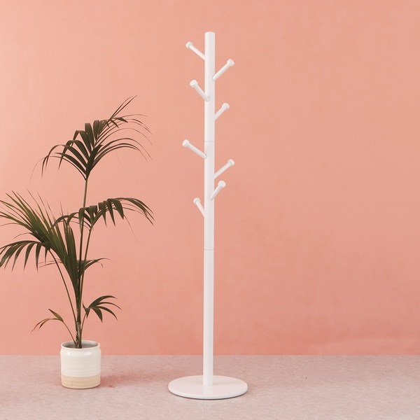 우디홈 원목 스탠드 옷걸이 스텐드 행거 이동식 인테리어, 엣지형 화이트