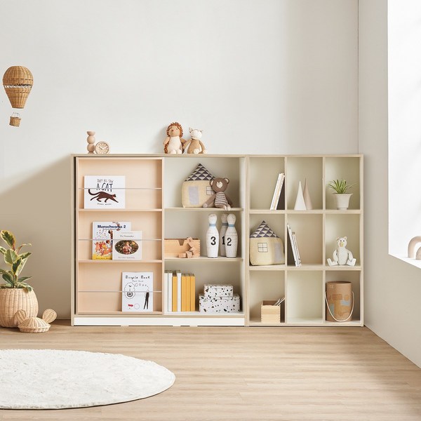 리바트 꼼므 키즈 1200 슬라이딩+칸막이책장, 화이트