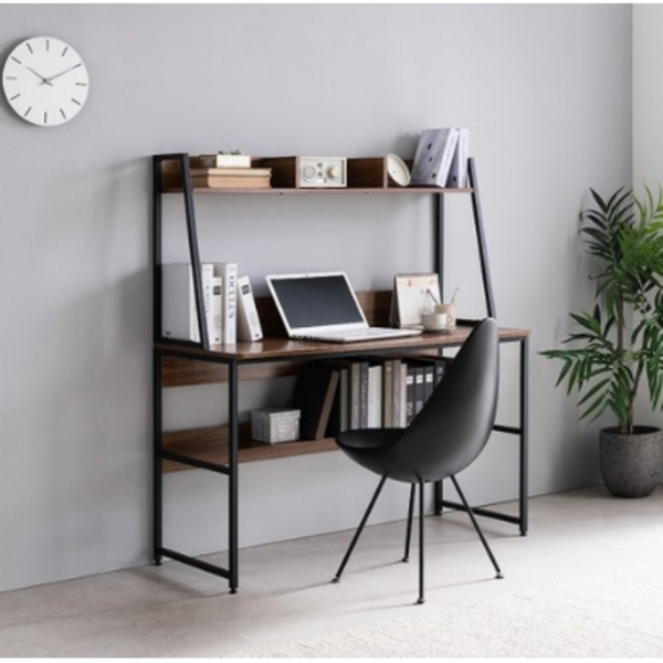  이케아 책상 컴퓨터책상 1인용 선반형 책상 800 1000 1200, 월넛+블랙 