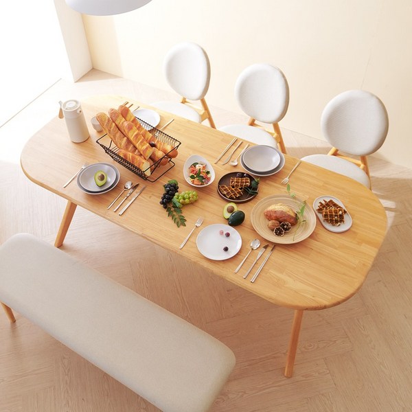 레티노 스타벅스 카페 업소용 4인용 6인용 원목 대형 식탁 테이블, 6-8인용 식탁테이블