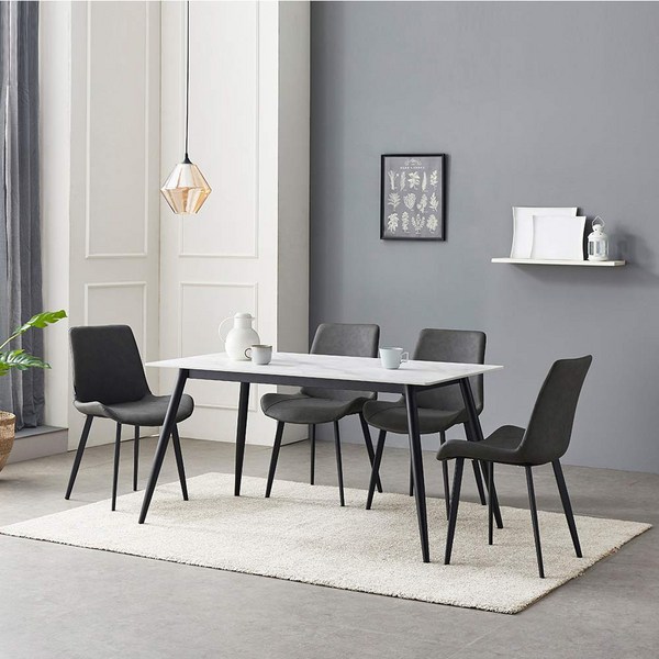 동서가구 셀튼 세라믹 4인용 식탁세트 (그레이4) DF918826-3, 화이트