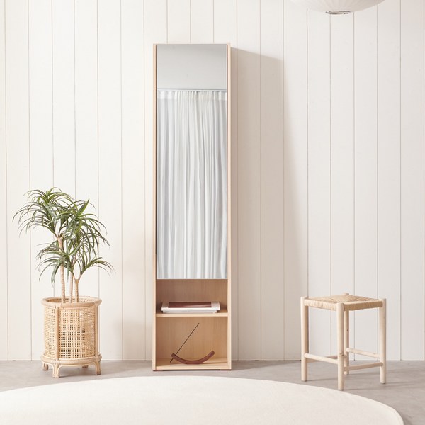 가구소점 크리스 전신거울 틈새 수납 화장대 400, 아이보리