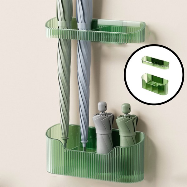 바이빈 무타공 우산꽂이 현관 인테리어 접착식 우산걸이, 1개, 그린