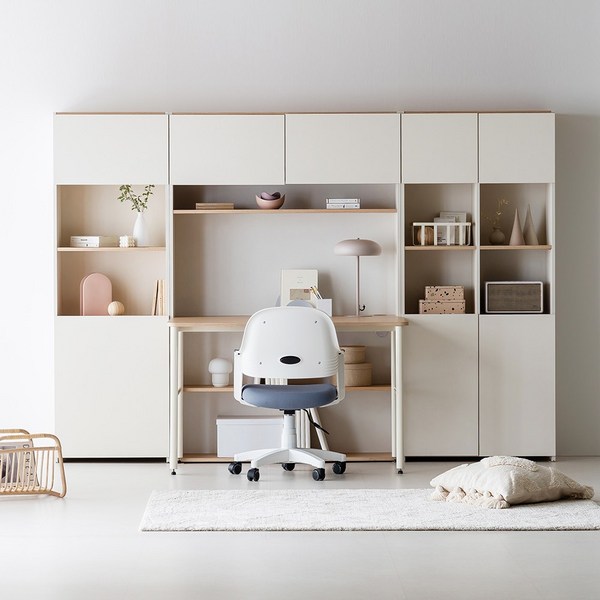 [국내생산+방문설치] 레이디가구 코튼 철제 책상세트 1200 학생책상/독서실책상/주니어책상/철제책상/책장세트, 추가구성 06] 800 책장 (상+하부도어), 아이보리 콤비