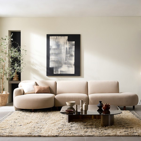 리바트 세계가구 마카다미아 4인 패브릭 소파 카우치형, 우형, 시 트랜치 소프트 샌드