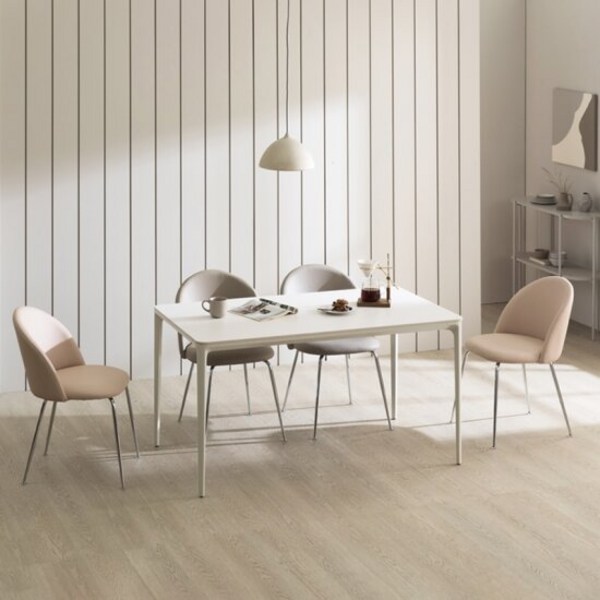 [다우닝] 포르마 아크 포세린 세라믹 1400 식탁 세트, 식탁 상판:마블화이트|의자:벨벳베이지4개