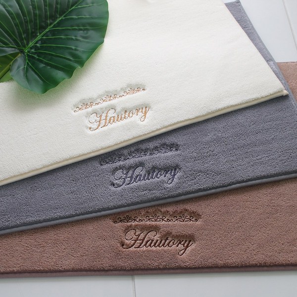 하우토리 물기쏙쏙 욕실 발매트 주방매트 세탁기 건조기 가능, 아이보리, 자수