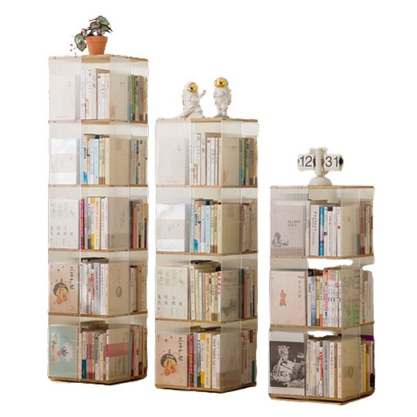 데이리스트 아크릴 회전책장 회전 장식장, 투명, 5단