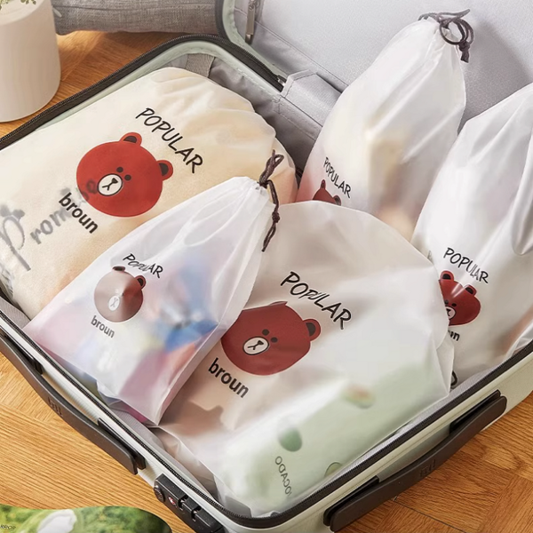 지누초이 곰돌이 여행용 지퍼백 스트링 파우치 수납 주머니 4size 20p