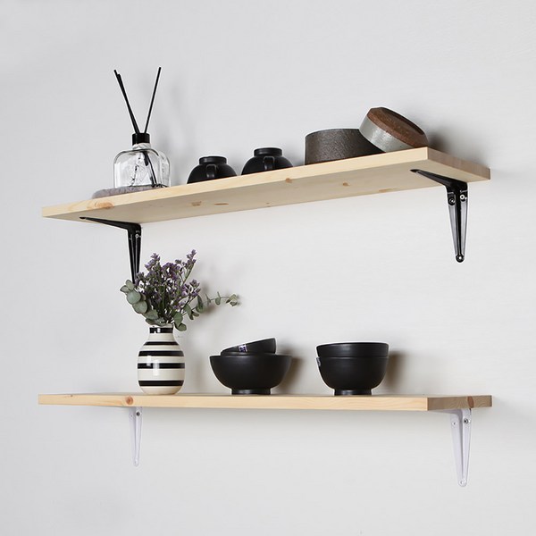 원목 까치발 벽걸이선반 나무 벽선반, 화이트 받침대