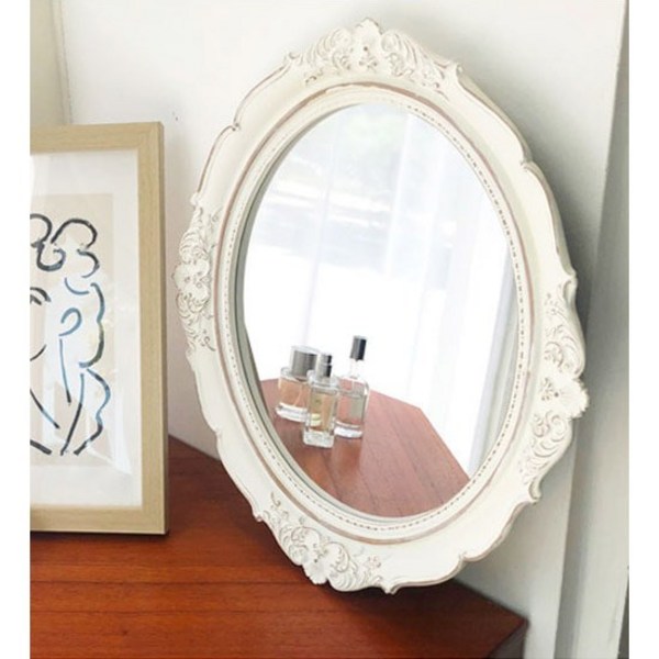  빈티지 화이트 프레임 엔틱 벽거울 