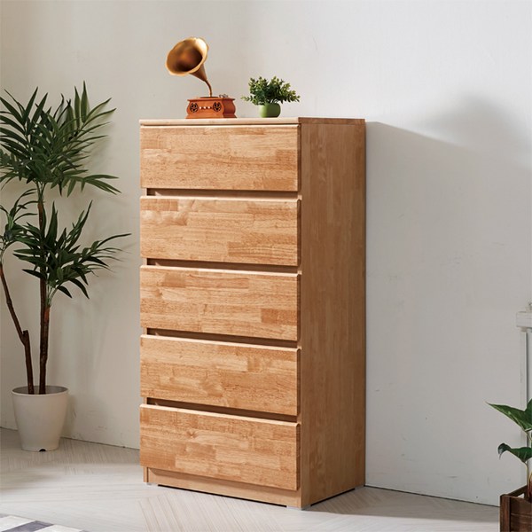  고무나무 원목 600 5단 깊은 서랍장 (착색), 착색 