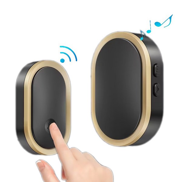 Fowod 스마트 무선초인종 300M 장거리 방수, 블랙, 차임벨세트1+1