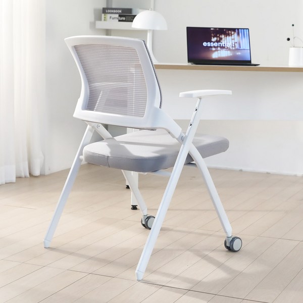 린백토리 LTY100S 서울대 학생 바퀴없는 허리 편한 공부 책상 사무실 회의실 접이식 메쉬 의자, 화이트