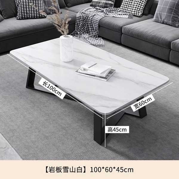 포세린 거실테이블 티 좌탁 대리석 골드 탁자 좌식 세라믹 티테이블 북유럽 소파 현대 커피, 01 조립, 설산백100*60*45 12MM 상판