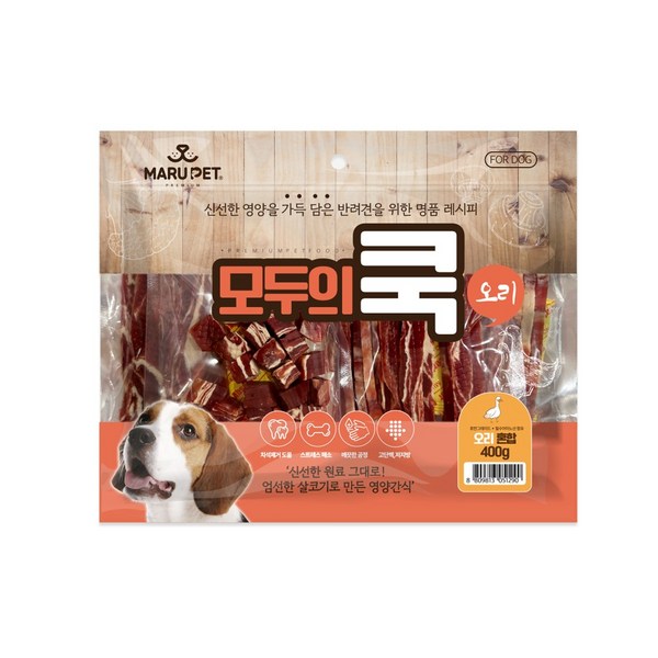 모두의 쿡 오리 혼합팩 강아지 간식 대용량, 400g, 1개