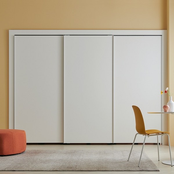  한샘 바이엘 소프트 슬라이딩 붙박이장_행거형(17종/택1), A형: 크림화이트 