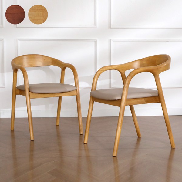 바네스데코 아르넨스 식탁 원목 가죽 의자 디자인 체어 1+1, 라이트 브라운, 1개