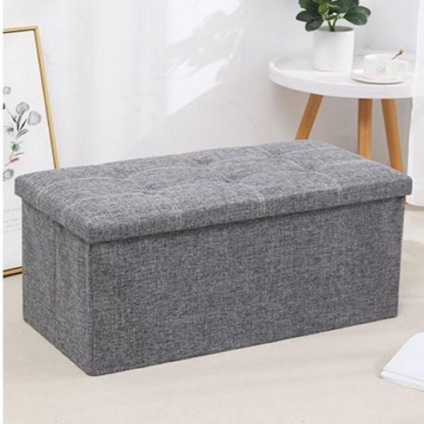 인챈시아 접이식 소파 정리함 패브릭 수납의자 76x38x38, 버튼형, 다크그레이, 1개