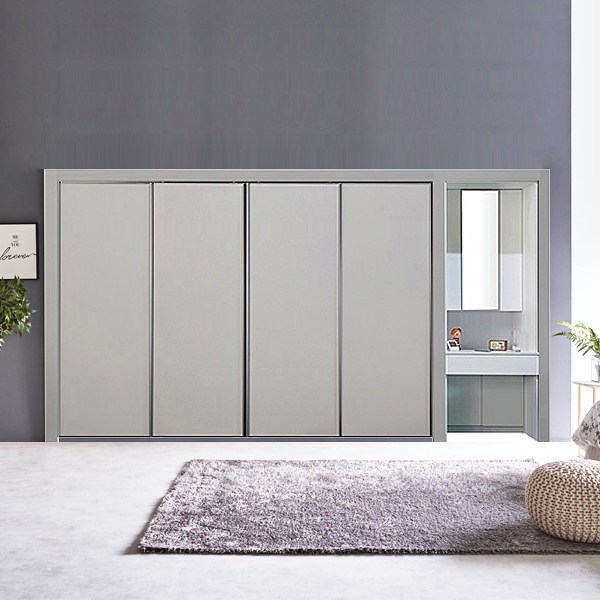  [루이핏]화장대 슬라이딩 맞춤 붙박이장(고급형) 270cm~360cm(9자~12자), 실키그레이 