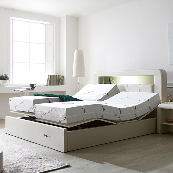  세진침대 포레스 LED 모션베드 전동침대 트윈 슈퍼 싱글 퀸 라텍스 매트리스, 펄크림화이트 