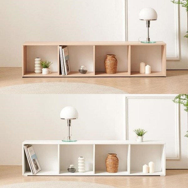 1단 책장 가로 낮은 책장 오픈형 폭좁은 틈새 책꽂이 1100 1500, 화이트