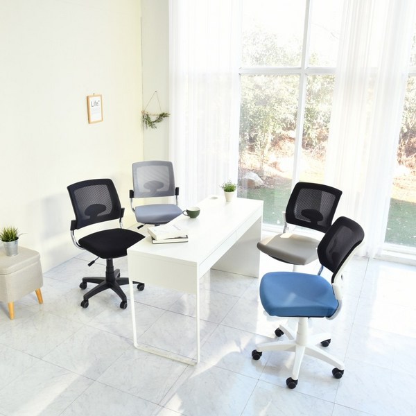 올데이즈 유니체어 메쉬 책상 사무용 회의용의자, 화이트바디, 블랙, 핑크