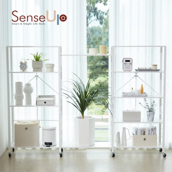 [본사직배송]센스업 접이식 철제선반 높이조절형 5+5단(화이트/블랙중 선택)/맘대로 높이조절하고 확장, 화이트, 1세트