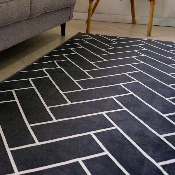  극세사 헤링본 사각 러그 