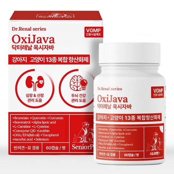시니어펫 프리미엄 13종 안티에이지 항산화제 60캡슐, 1개