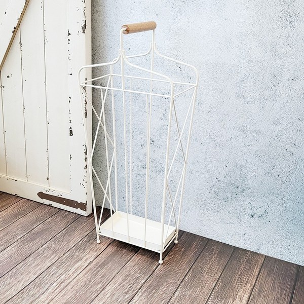  Countryitem우드핸들 슬림 사각 우산꽂이, 아이보리, 1개 